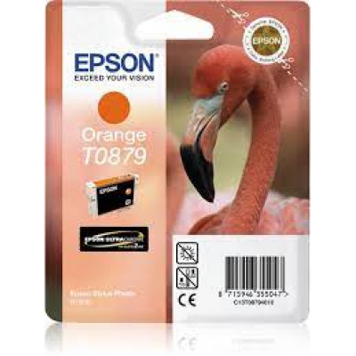 Epson T0879 - 11.4 ml - orange - original - blister with RF/acoustic alarm - ink cartridge - for Stylus Photo R1900